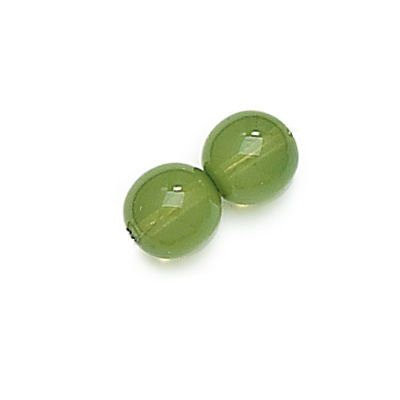 10mm Round Glass Beads, Milky Olivine (Qty: 15)